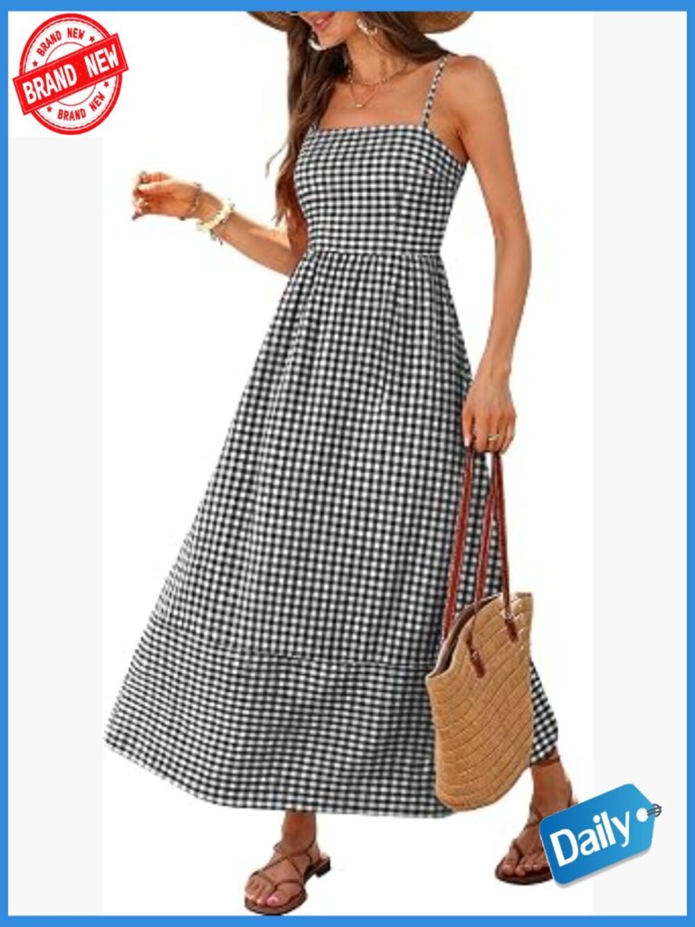 Spaghetti Strap Smocked Back Maxi Dress with Pockets Flowy Summer